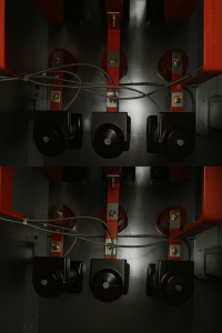 Fiber optic temperature sensor installed under busbar boot cover
